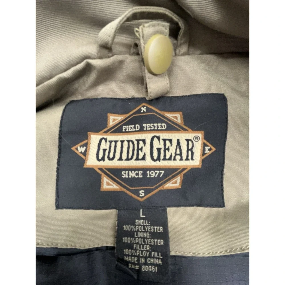 Guide Gear Jacket L Khaki Brown Pockets Removable Liner Hunt Fish Outdoor